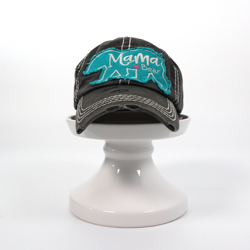 KBETHOS Vintage Mama Bear Distressed Charcoal Gray Baseball Cap Hat Women